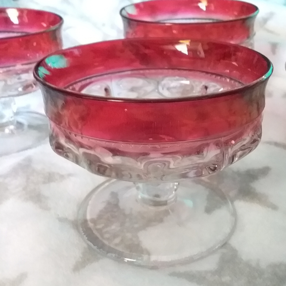 1960 king crown cranberry flashed sherbet dish